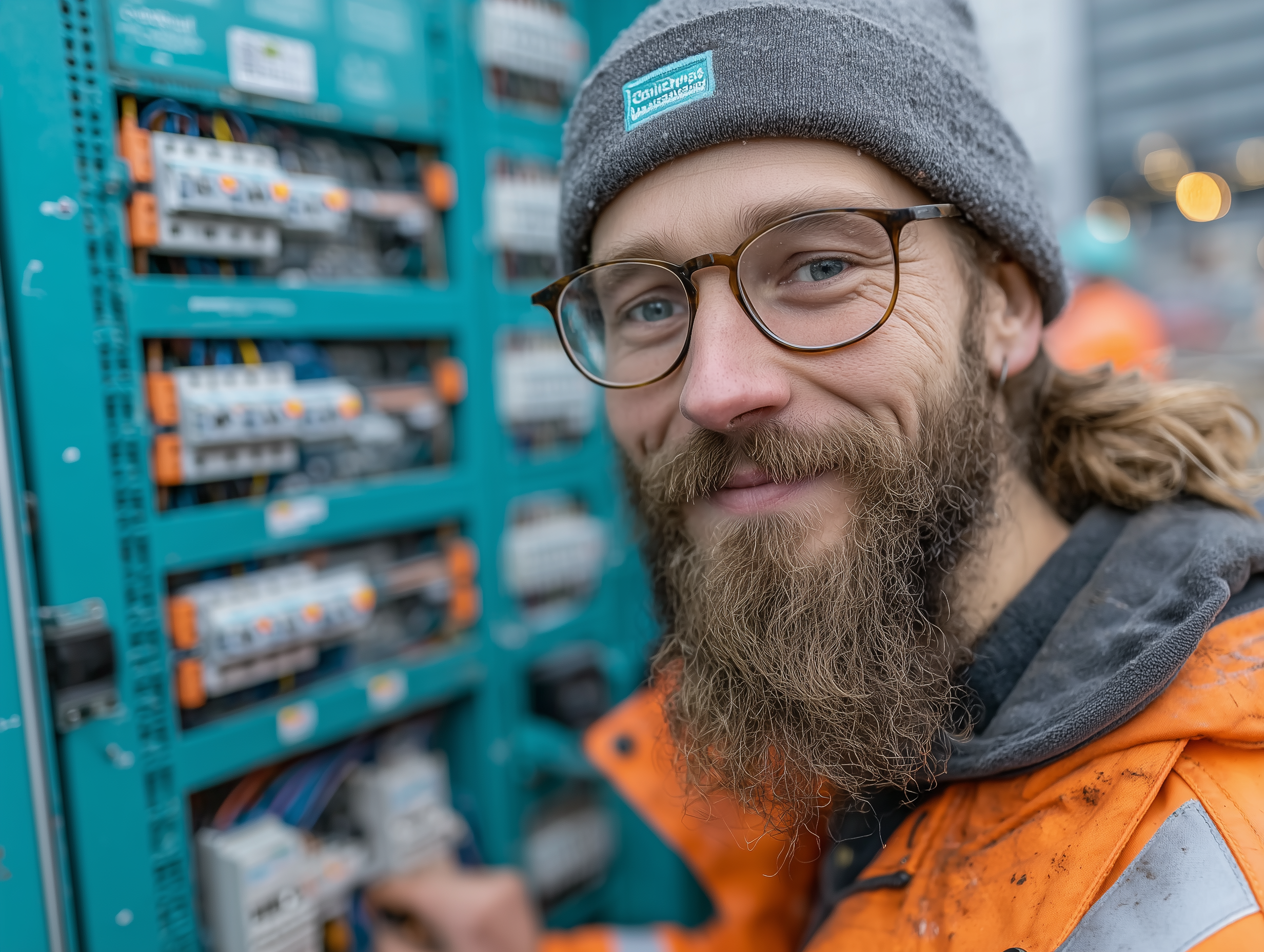 Elektriker arbejder ved dansk kommunal bygning